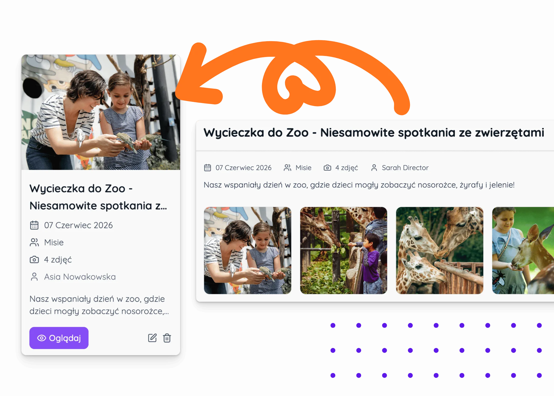 Galeria zdjęć w aplikacji Kidogo